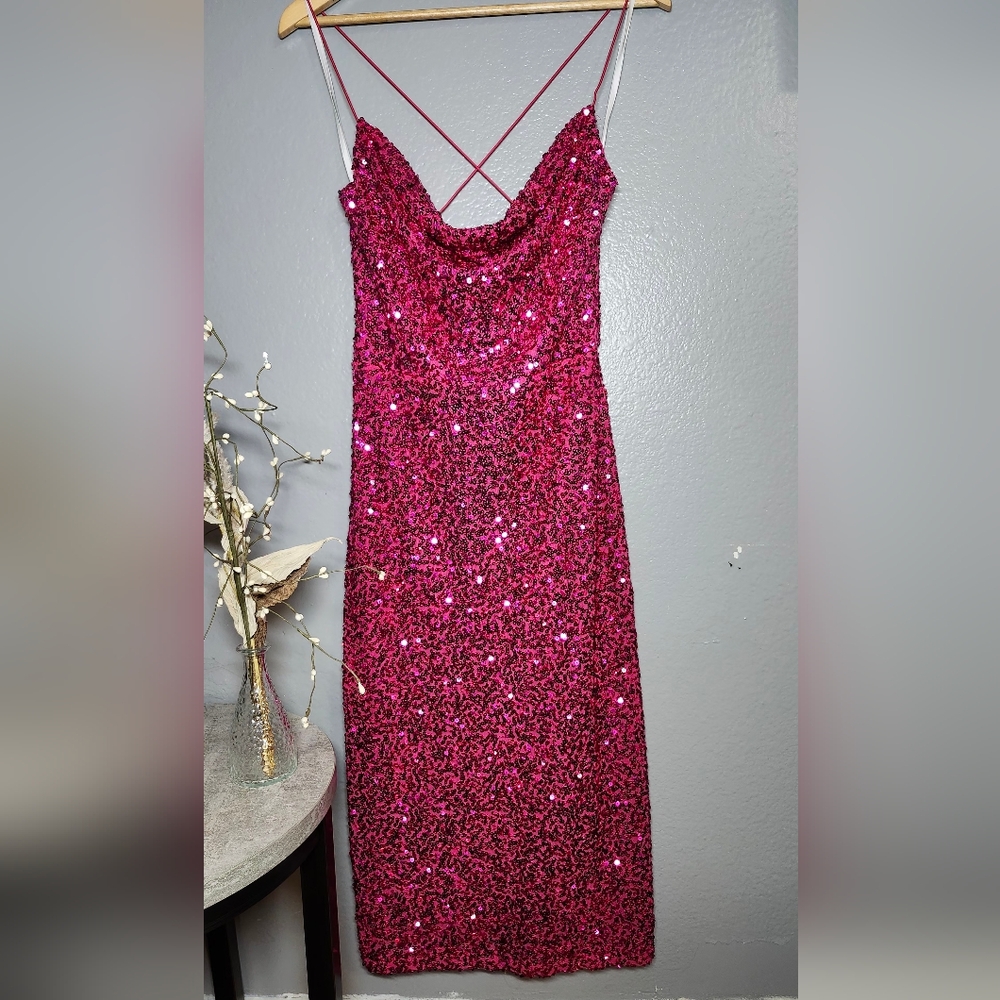 Glamorous Backless Sequin Dress